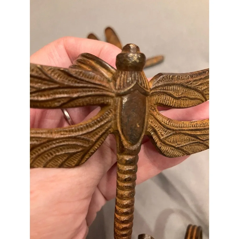Dragonfly Napkin Rings Set of 4 OS Bronze Brass Tone Metal Vintage Style